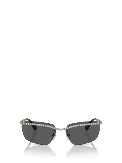 Swarovski Embellished Rectangle Frame Sunglasses In Silver