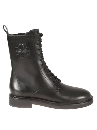 Tory Burch Double Combat Boots In Black