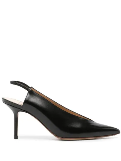 Francesco Russo 80mm Pointed-toe Slingback Pumps In Black