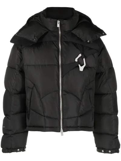 Heliot Emil He Abstract Zip-up Down Jacket In Black