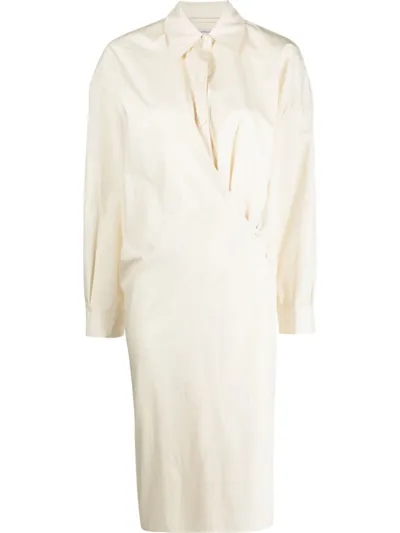 Lemaire Straight Collar Twisted Dress Clothing In Neutrals