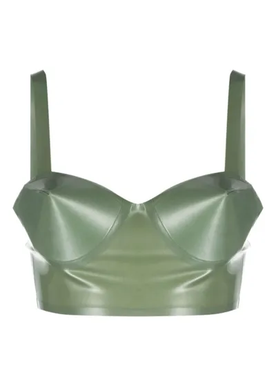 Maison Margiela Pointed Cups Balconette Bra In Green