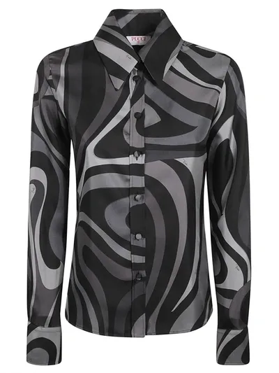 Pucci Wave Stripe Regular Shirt In Grey