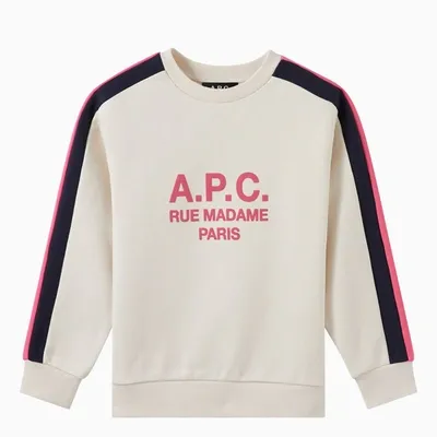 Apc A.p.c. Jani Ivory/salmon Crewneck Sweatshirt In Pink