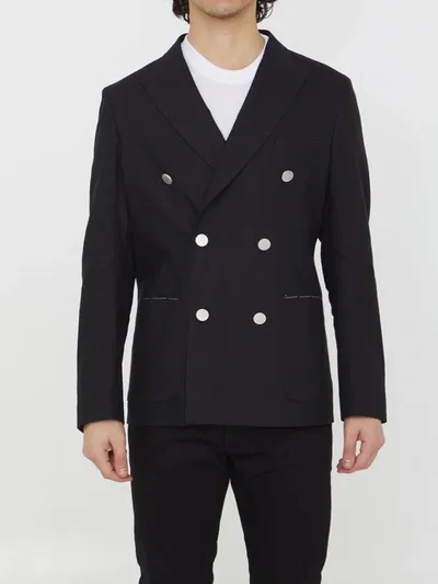 Tonello Double-breasted Stretch Jacket In Black