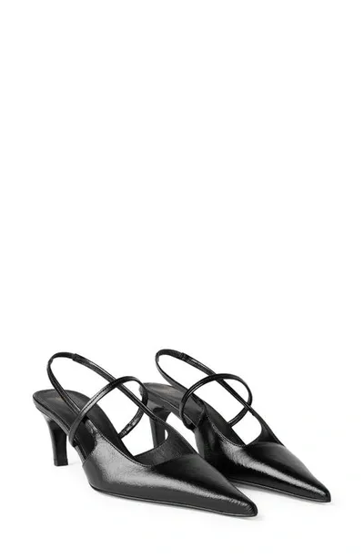 Totême The Sharp 50 Patent-leather Slingback Pumps In Black