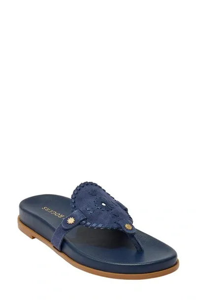 Jack Rogers Women's Collins Whipstitch Detail Thong Sandals In Midnight