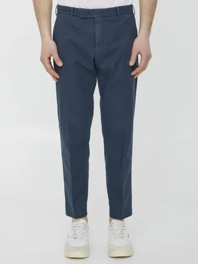 Pt Torino Blue Cotton Trousers