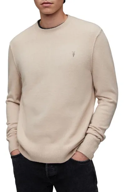 Allsaints Statten Ramskull Crew Neck Sweater In Boston Taupe