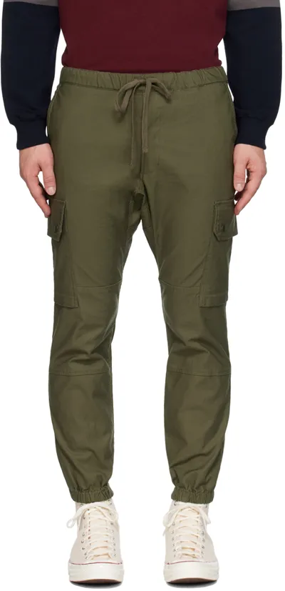 Beams Khaki Drawstring Cargo Pants In Olive67