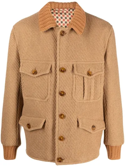 Etro Button Up Sleeved Jacket In Neutrals