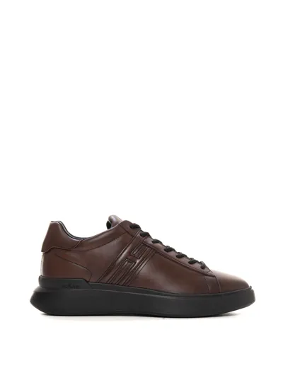 Hogan Brown Leather Rebel Sneakers