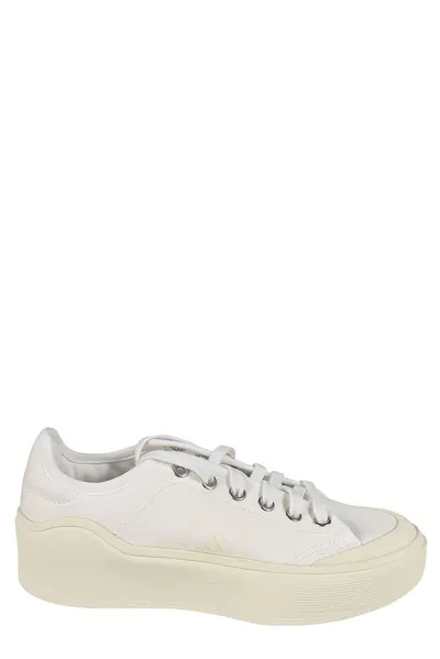 Adidas By Stella Mccartney Solid Canvas Court Sneakers In Ftwr Whiteftwr Wh