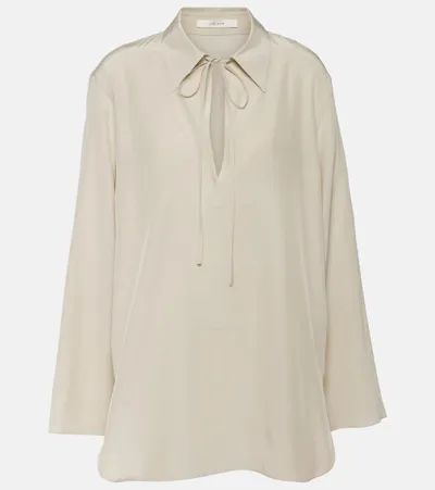 The Row Malon Silk Blouse In Neutrals