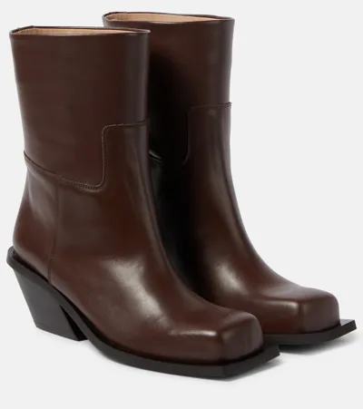 Gia Borghini Blondine Leather Ankle Boots In Brown