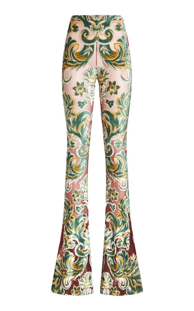 Etro Flocked Flared Pants In Multi