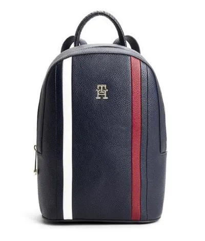 Tommy Hilfiger Logo-plaque Pebbled Backpack In Blue