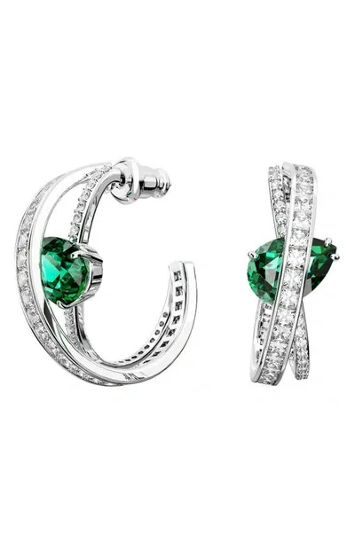 Swarovski Hyperbola Pierced Hoop Earrings In Green