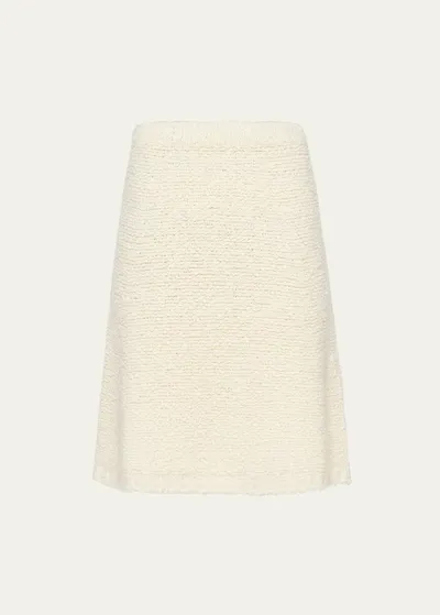 Prada Wool Boucle Skirt In Off White