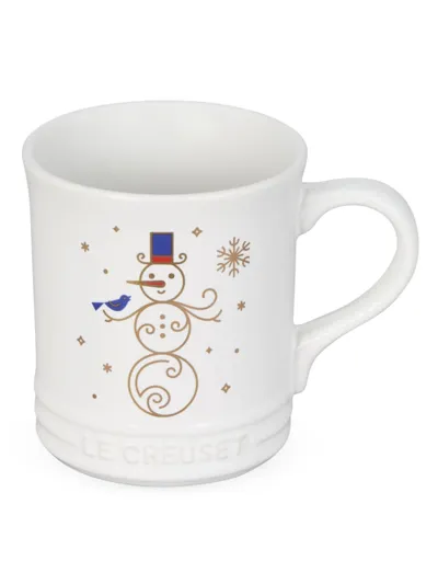 Le Creuset New Noel Collection 14oz Snowman Mug With $2 Credit In White