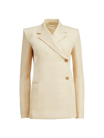 Khaite Otero Wool-blend Blazer Jacket In Bone