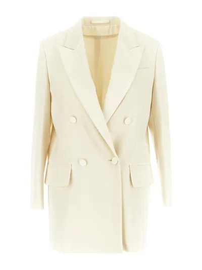 Max Mara Monica Double-breasted Wool Blazer In Ivory