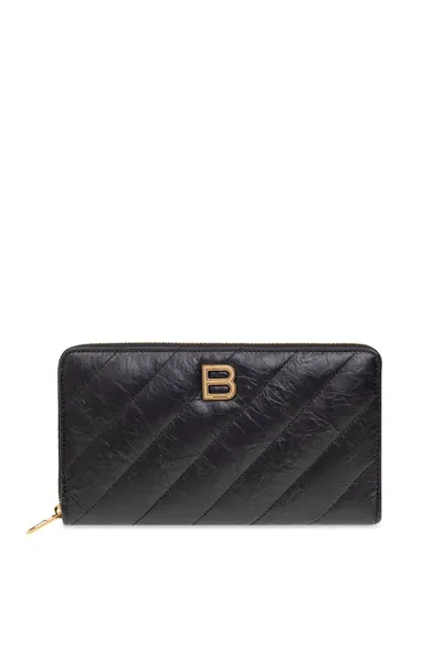 Balenciaga Crush Logo Plaque Zip In Black