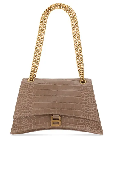 Balenciaga Crush Medium Chained Shoulder Bag In Brown