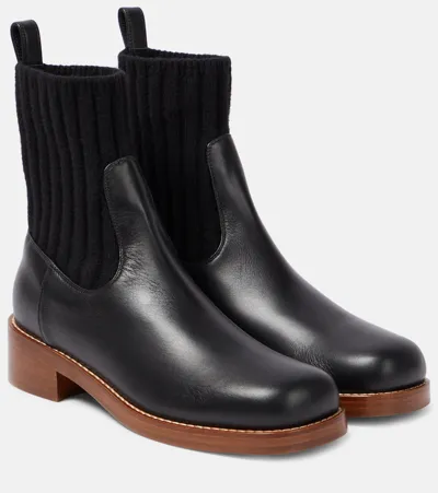 Gabriela Hearst 30mm Hobbes Leather Ankle Boots In Black