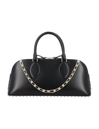 Valentino Garavani Valentino Rockstud Zipped Medium Tote Bag In Black