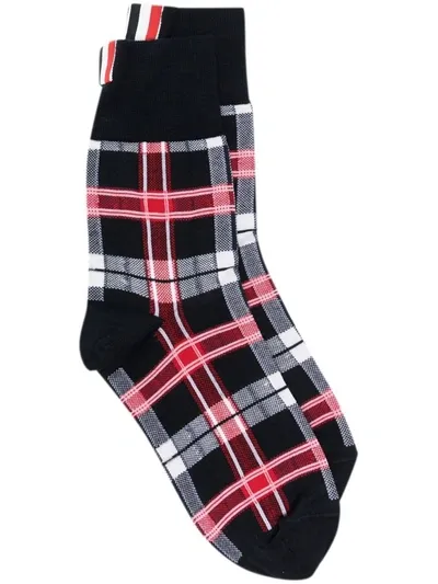 Thom Browne Tartan Check Mid Calf Socks In Multicolor