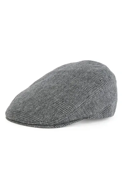 Barbour Cheviot Check Driving Cap In Charcoal Check