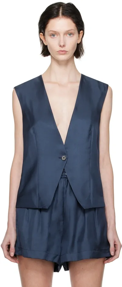 Silk Laundry Navy Slouch Vest In Midnight