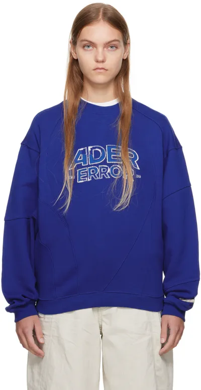 Ader Error Logo-embroidered Cotton Sweatshirt In Blue