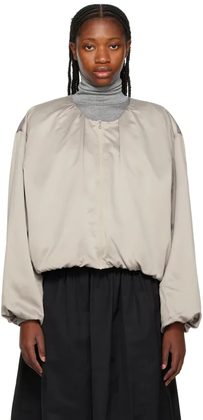 Amomento Beige Padded Bomber Jacket