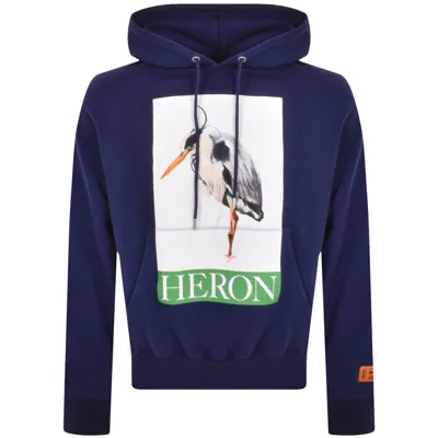 Heron Preston Heron Bird Painted Hoodie In Navy