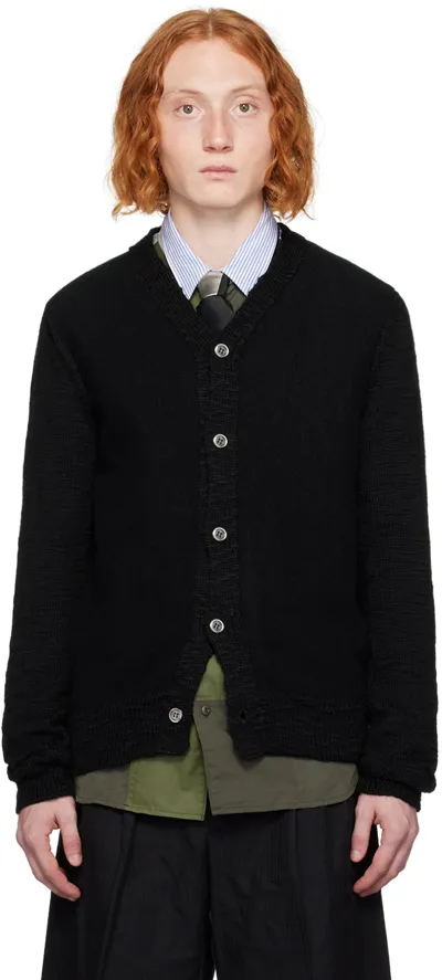 Comme Des Garçons Homme Deux Black Paneled Cardigan In Blue