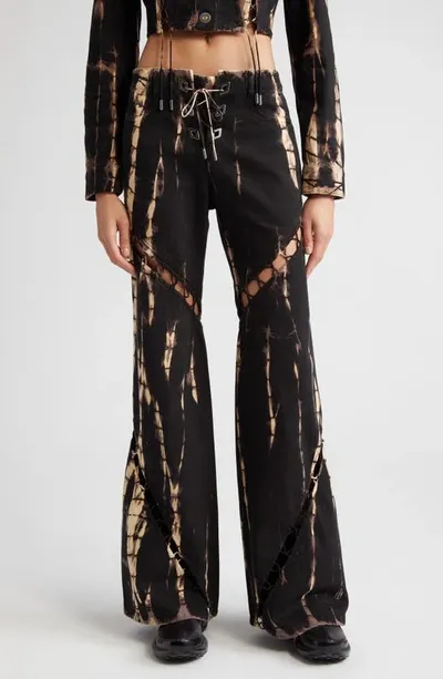 Dion Lee Convertible Tie-dye Denim Cargo Pants In Black