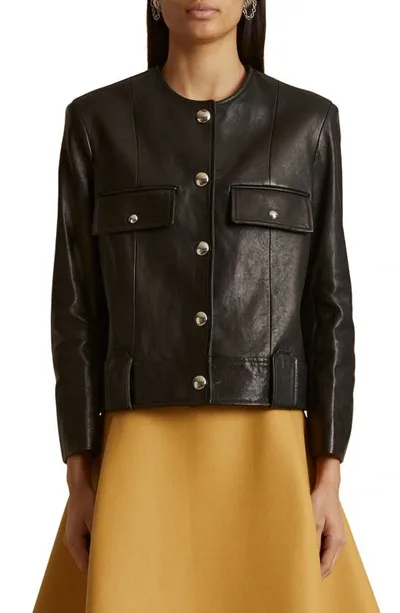 Khaite Laybin Leather Jacket In Black