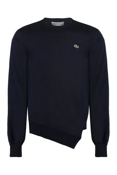 Comme Des Garçons Lacoste X  - Crew-neck Wool Sweater In Blue