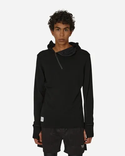 District Vision Grid-fleece Wool Hoodie In Black