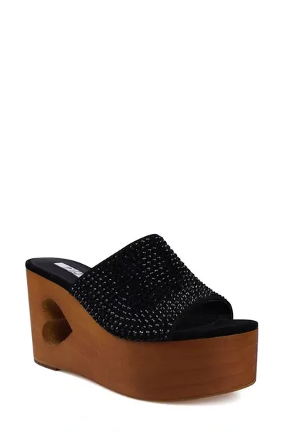 Zigi Amore Platform Wedge Slide Sandal In Blk Suede