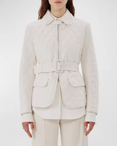 Another Tomorrow Quilted Belted Jacket In Parchment