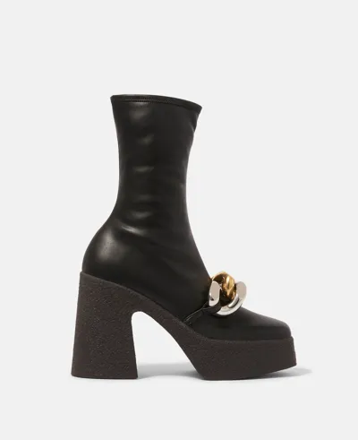 Stella Mccartney Skyla Stretch Alter Mat Chunky Ankle Boots In Black