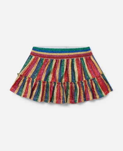 Stella Mccartney Metallic Rainbow Stripe Skater Skirt In Multicolour