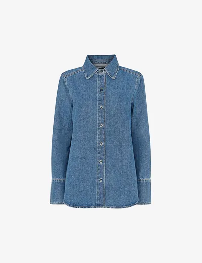 Whistles Womens Blue Ultimate Regular-fit Denim Shirt