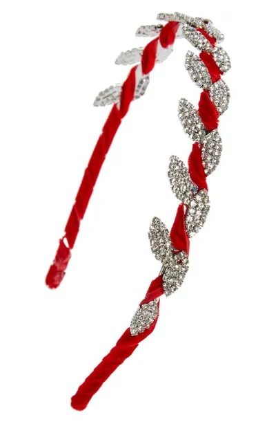 Capelli New York Kids' Cyrstal Leaf Headband In Red Combo