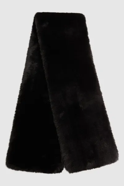 Reiss Black Francesca Faux Fur Scarf