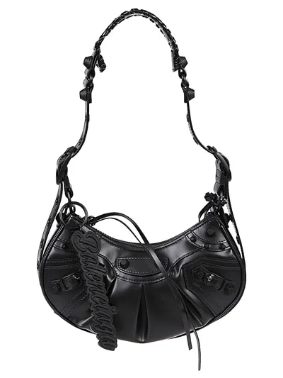 Balenciaga Le Cagole Xs Leather Shoulder Bag In Black