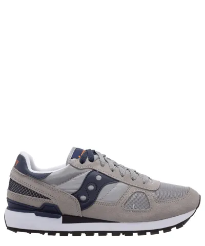 Saucony Suede And Canvas Jazz Low Top Sneakers With Contrasting Deta In Grey